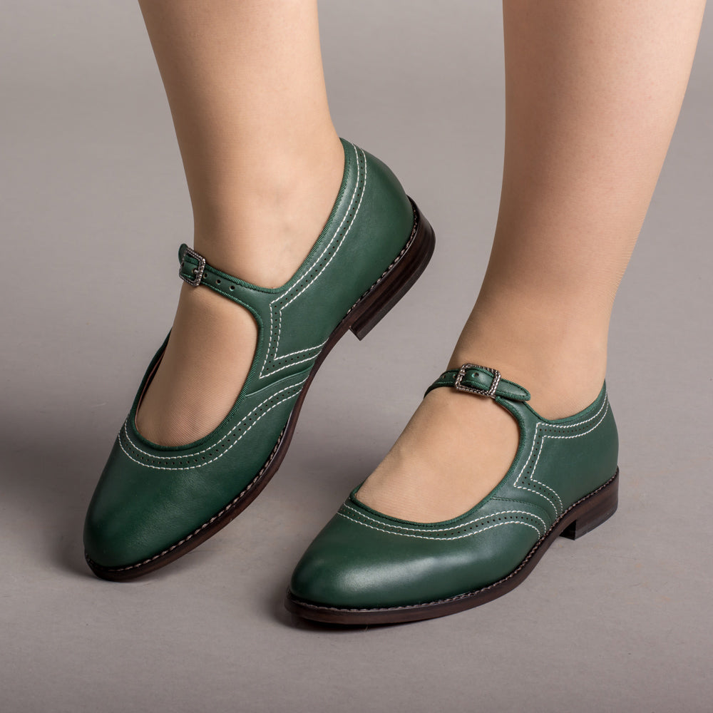 Duchess Netherlands: Wednesday Women's Mary Shoes (Green)